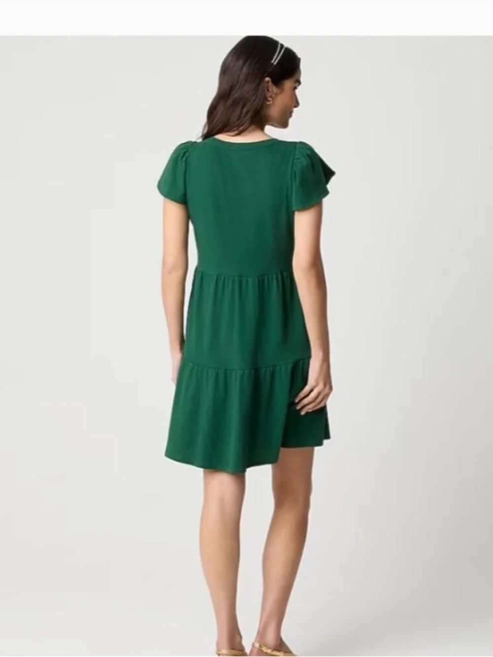 J. Crew Factory Knit Green Lightweight Tiered Mini Dress
